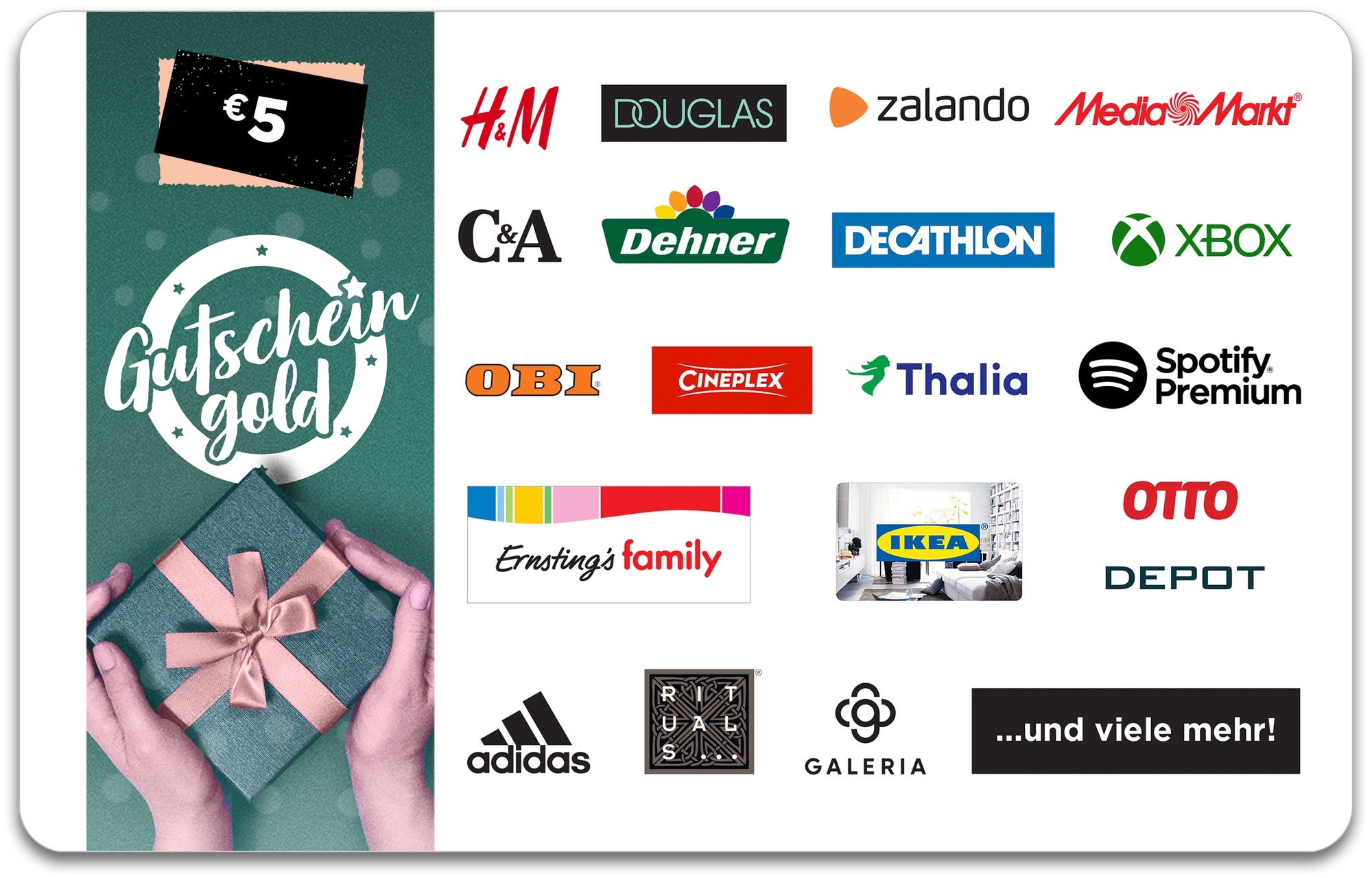 5,&ndash; &euro; GUTSCHEINGOLD Universal-Gutschein